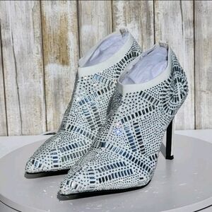 Elegant Silver High Heel Ankle Boots